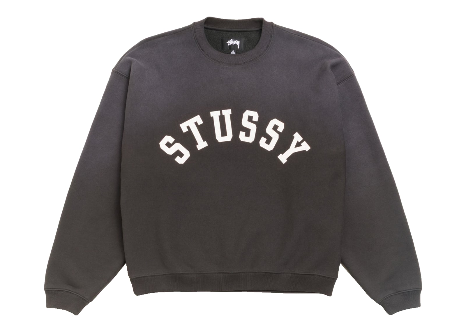 Stussy Sun Faded Oversized Crew Black