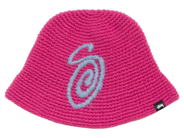 Stussy Swirly S Knit Bucket Hat Berry