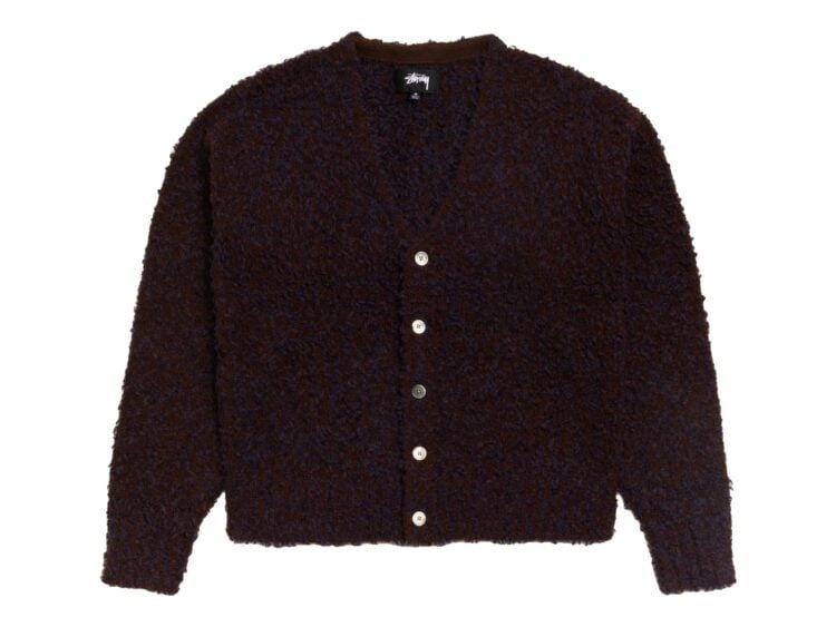 Stussy Textured Cardigan Navy Brown