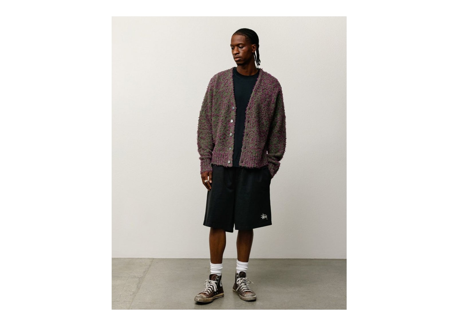 Stussy Textured Cardigan Purple/Green - görsel 2