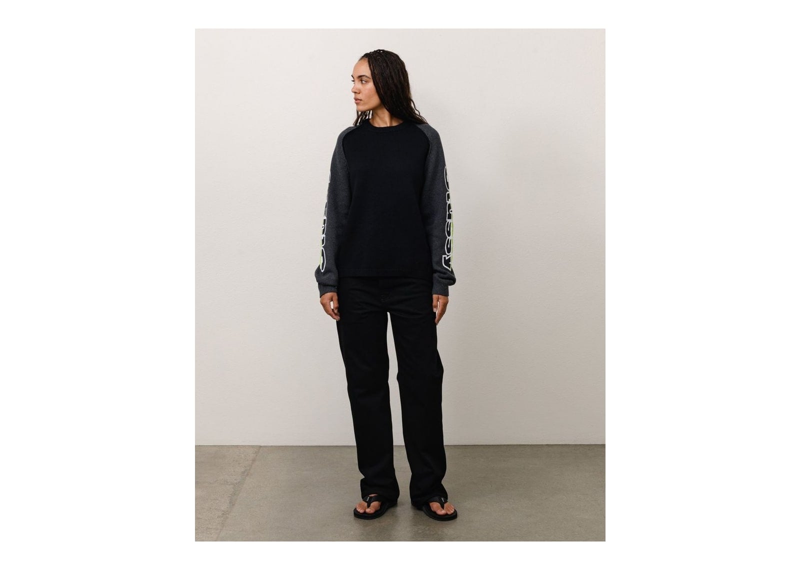 Stussy Two Tone Raglan Sweater Black - görsel 2