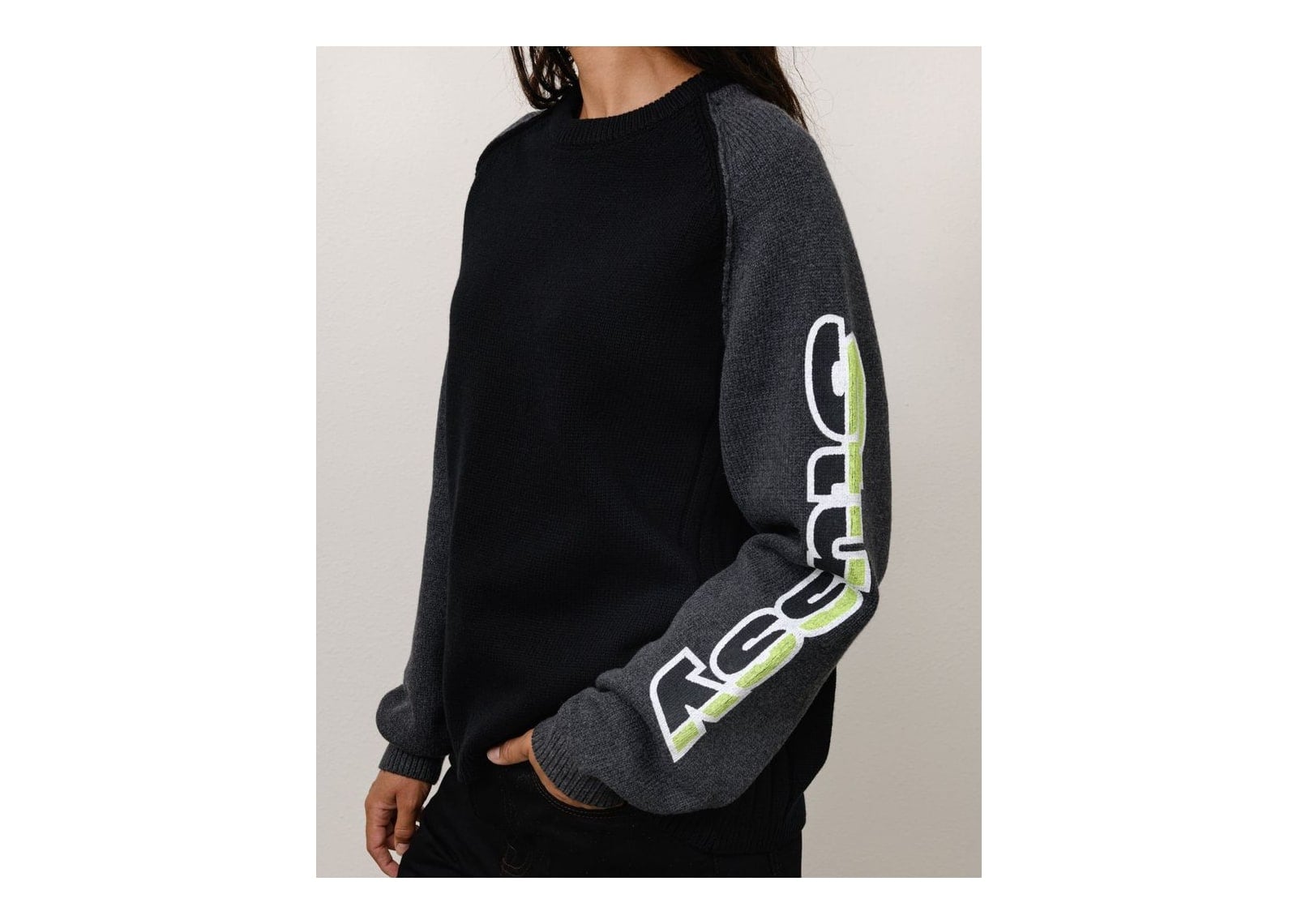 Stussy Two Tone Raglan Sweater Black - görsel 3