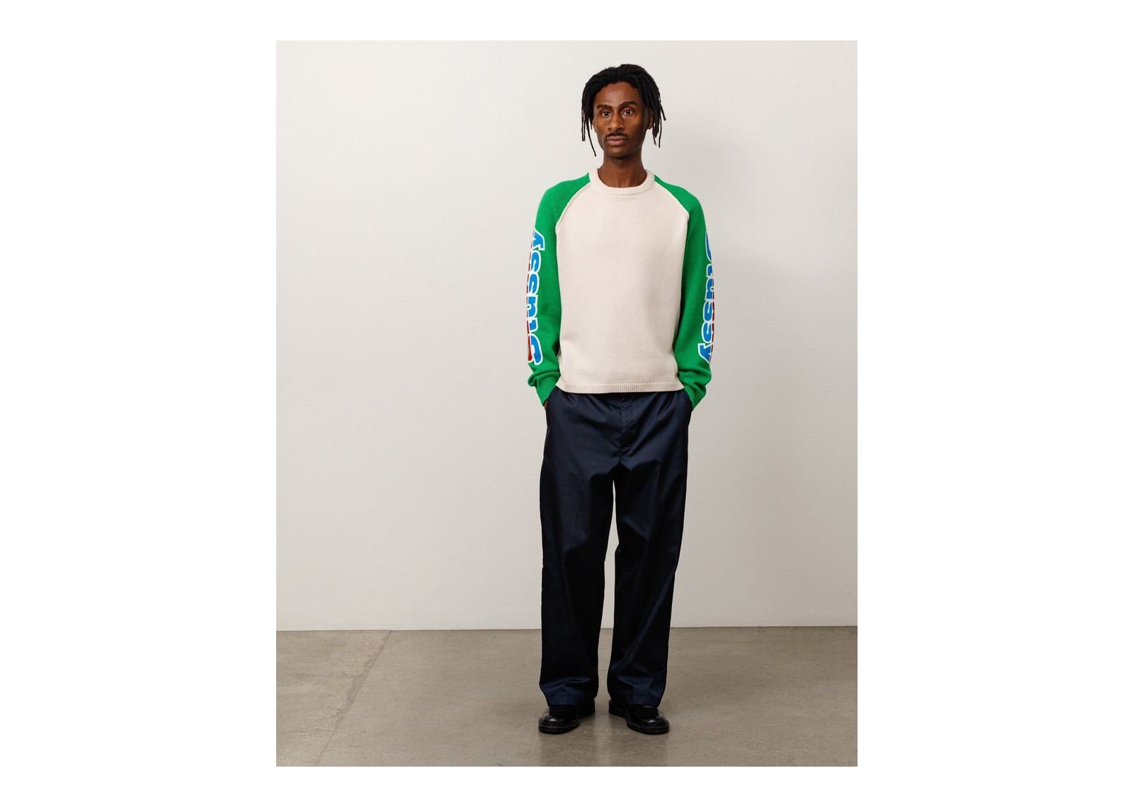 Stussy Two Tone Raglan Sweater Natural - görsel 3