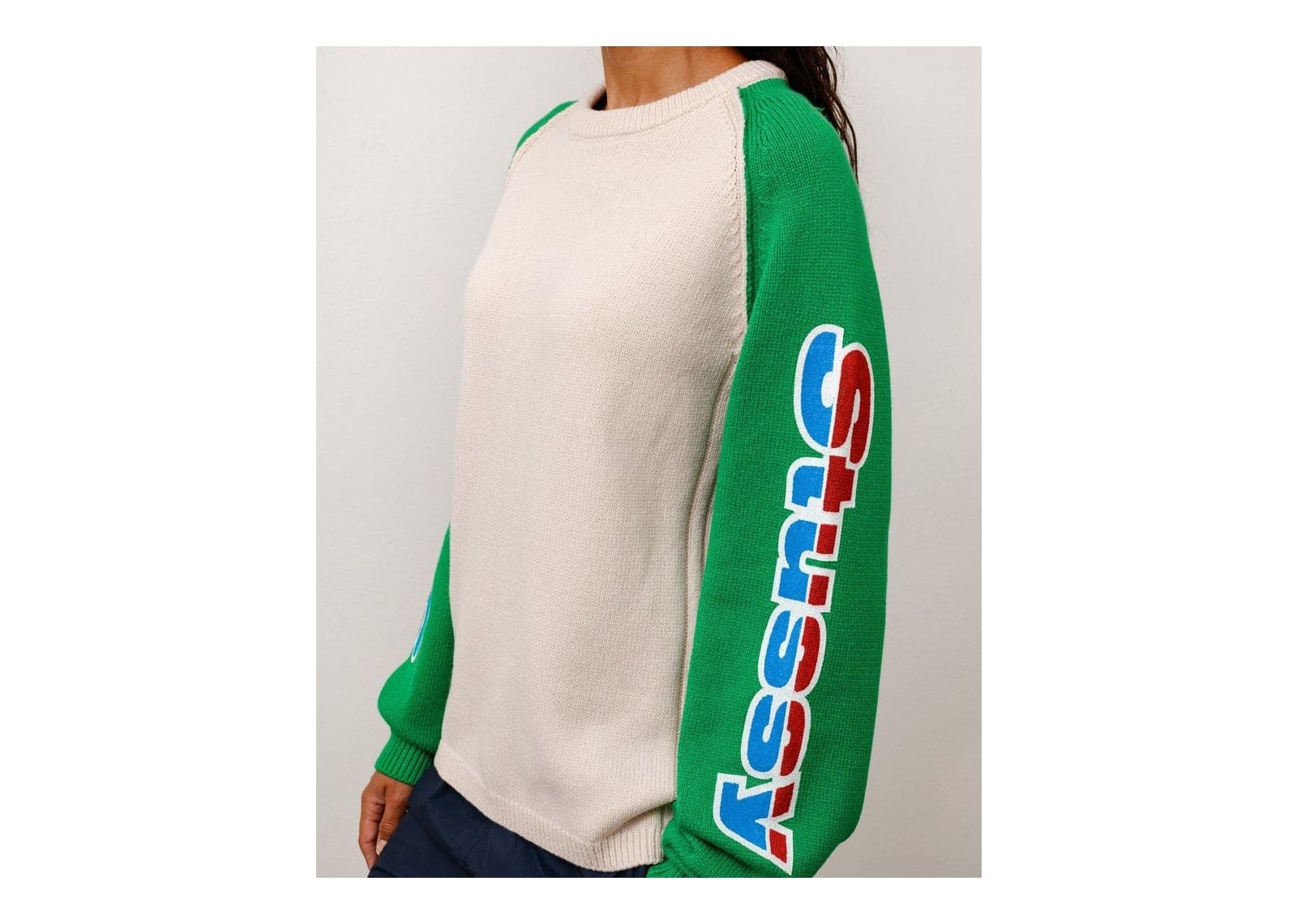Stussy Two Tone Raglan Sweater Natural - görsel 4