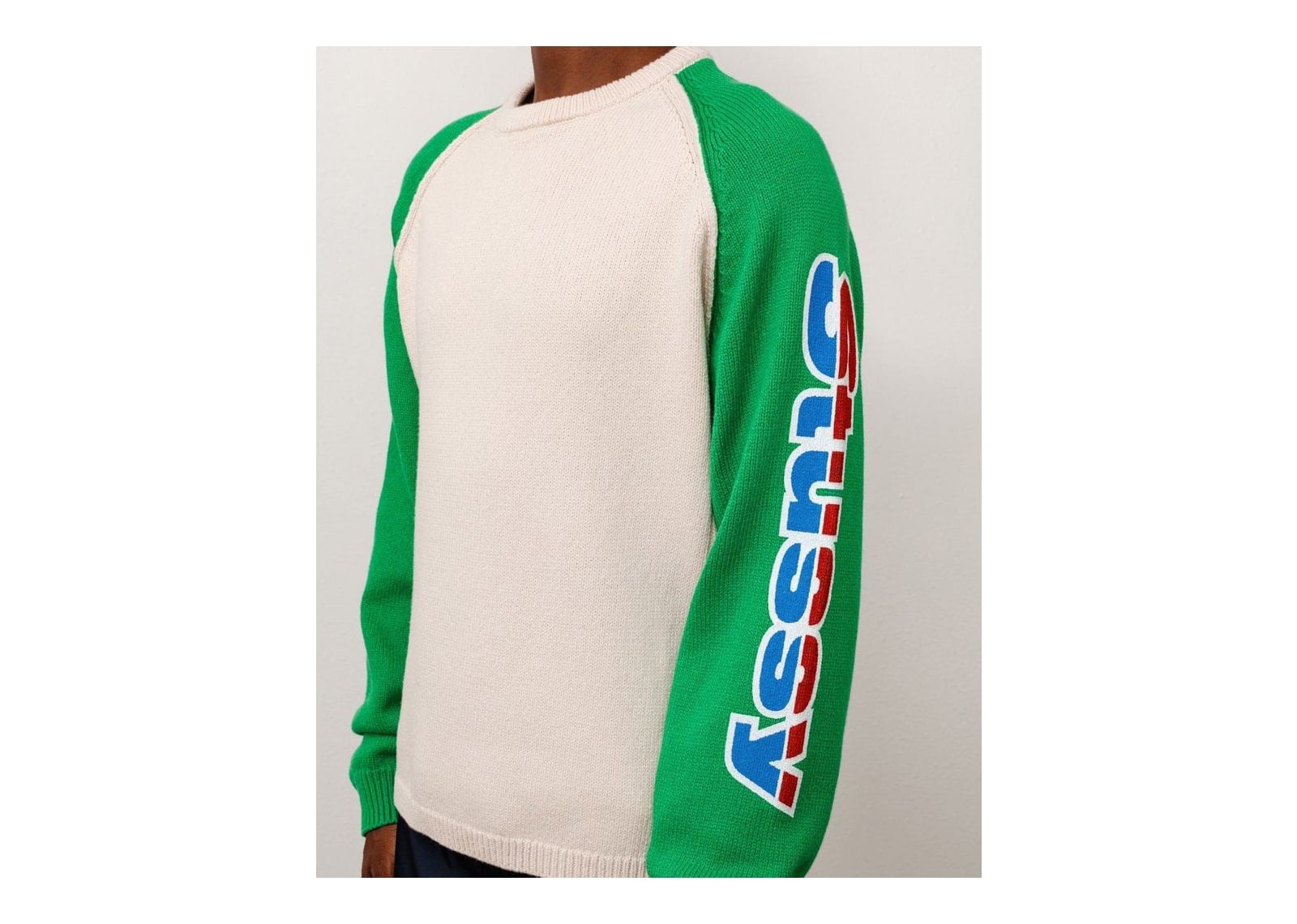 Stussy Two Tone Raglan Sweater Natural - görsel 5
