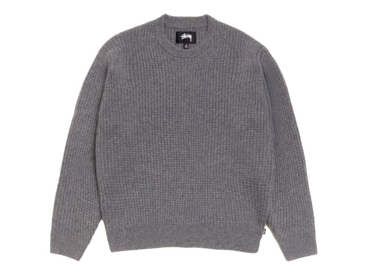 Stussy Waffle Cashmere Sweater Charcoal