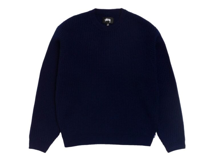 Stussy Waffle Cashmere Sweater Deep Navy