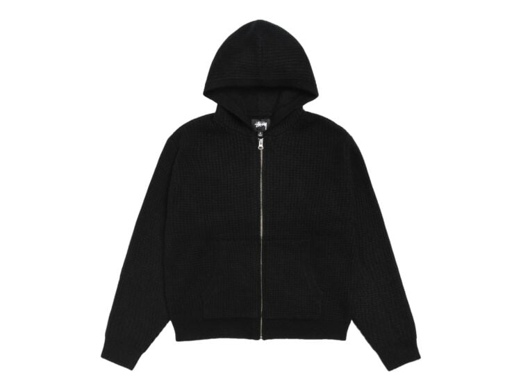 Stussy Waffle Cashmere Zip Hood Sweater Black