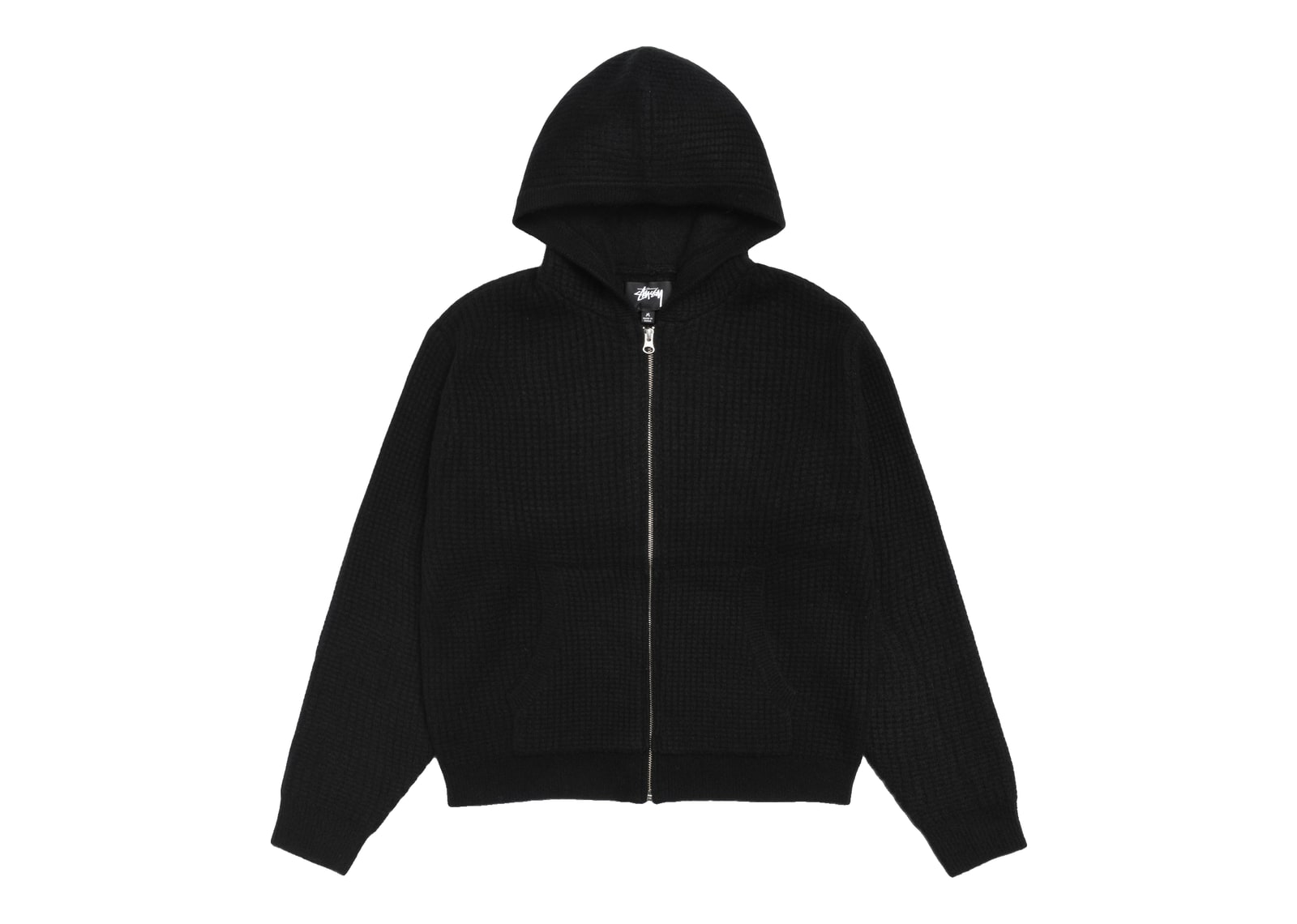 Stussy Waffle Cashmere Zip Hood Sweater Black