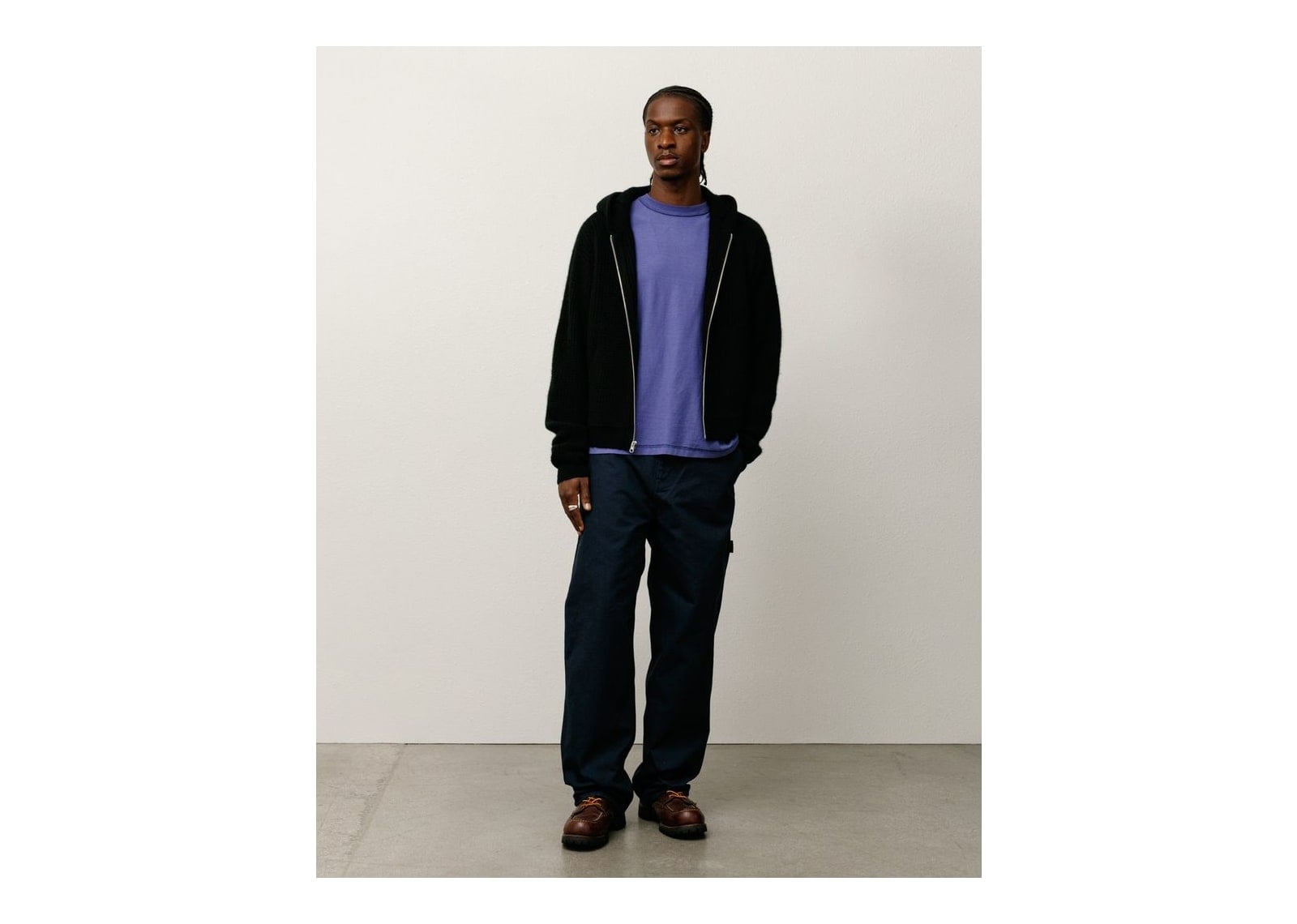Stussy Waffle Cashmere Zip Hood Sweater Black - görsel 2