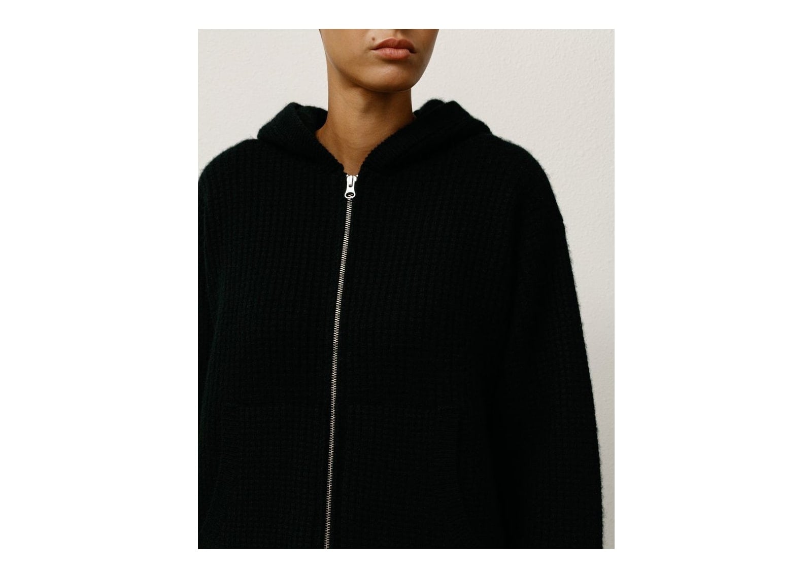 Stussy Waffle Cashmere Zip Hood Sweater Black - görsel 5
