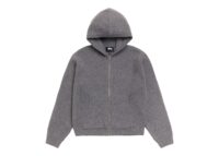 Stussy Waffle Cashmere Zip Hood Sweater Charcoal