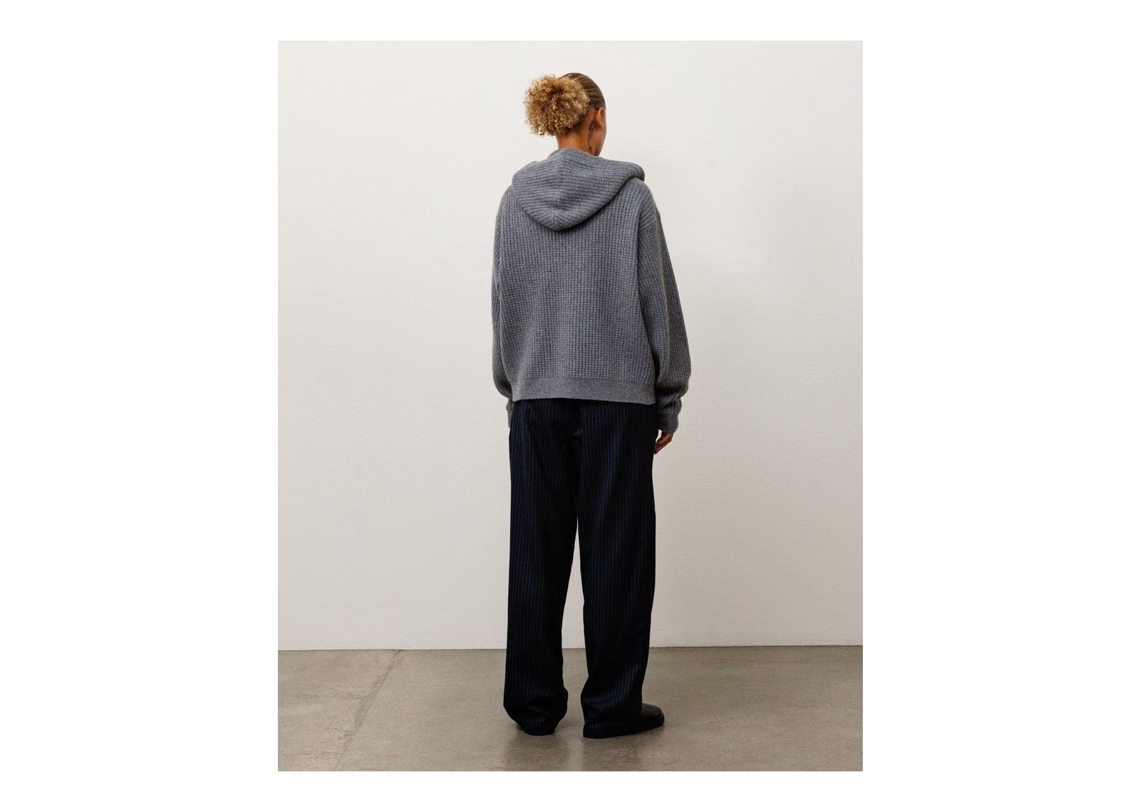 Stussy Waffle Cashmere Zip Hood Sweater Charcoal - görsel 3