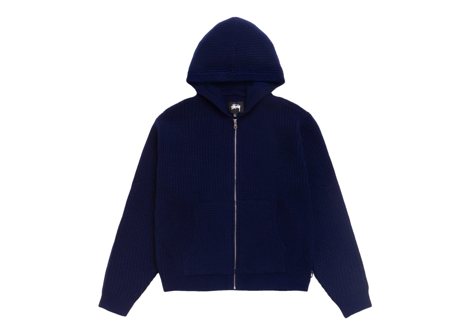 Stussy Waffle Cashmere Zip Hood Sweater Deep Navy