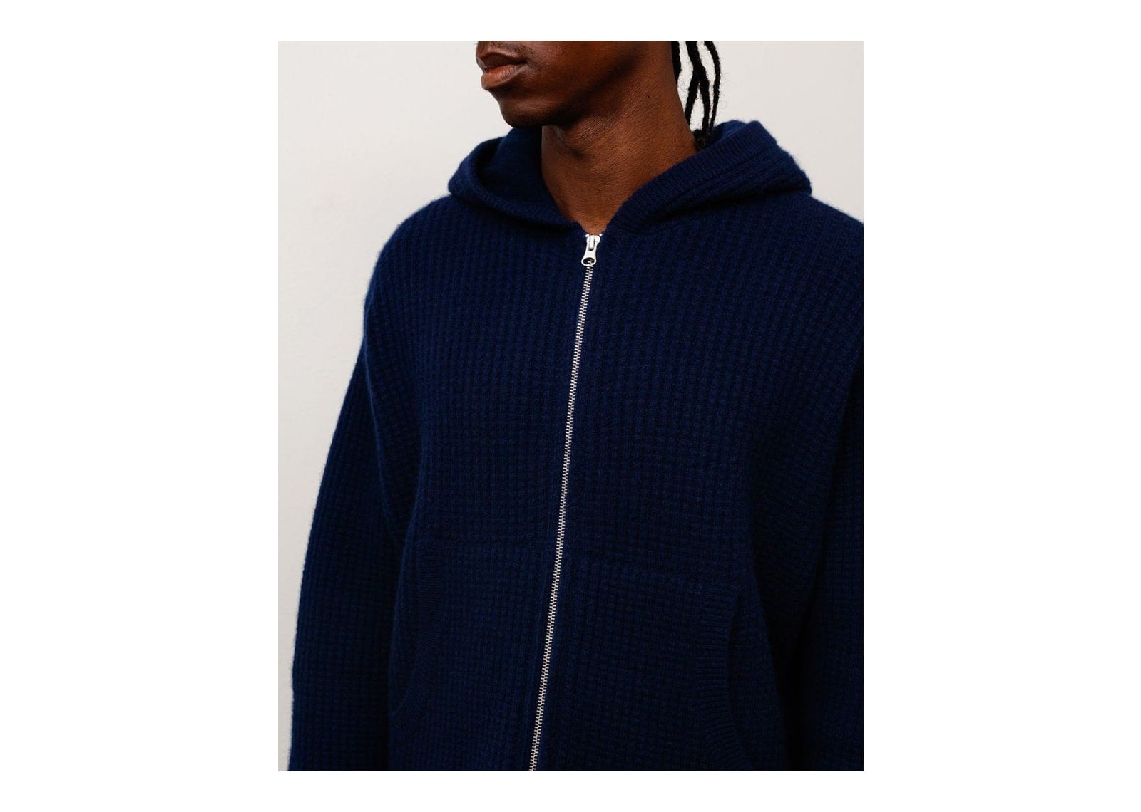 Stussy Waffle Cashmere Zip Hood Sweater Deep Navy - görsel 3