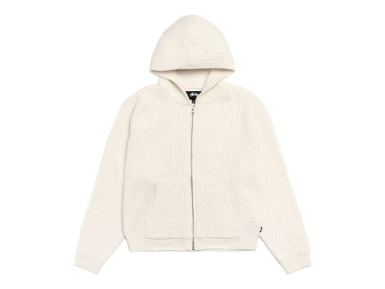 Stussy Waffle Cashmere Zip Hood Sweater Ivory