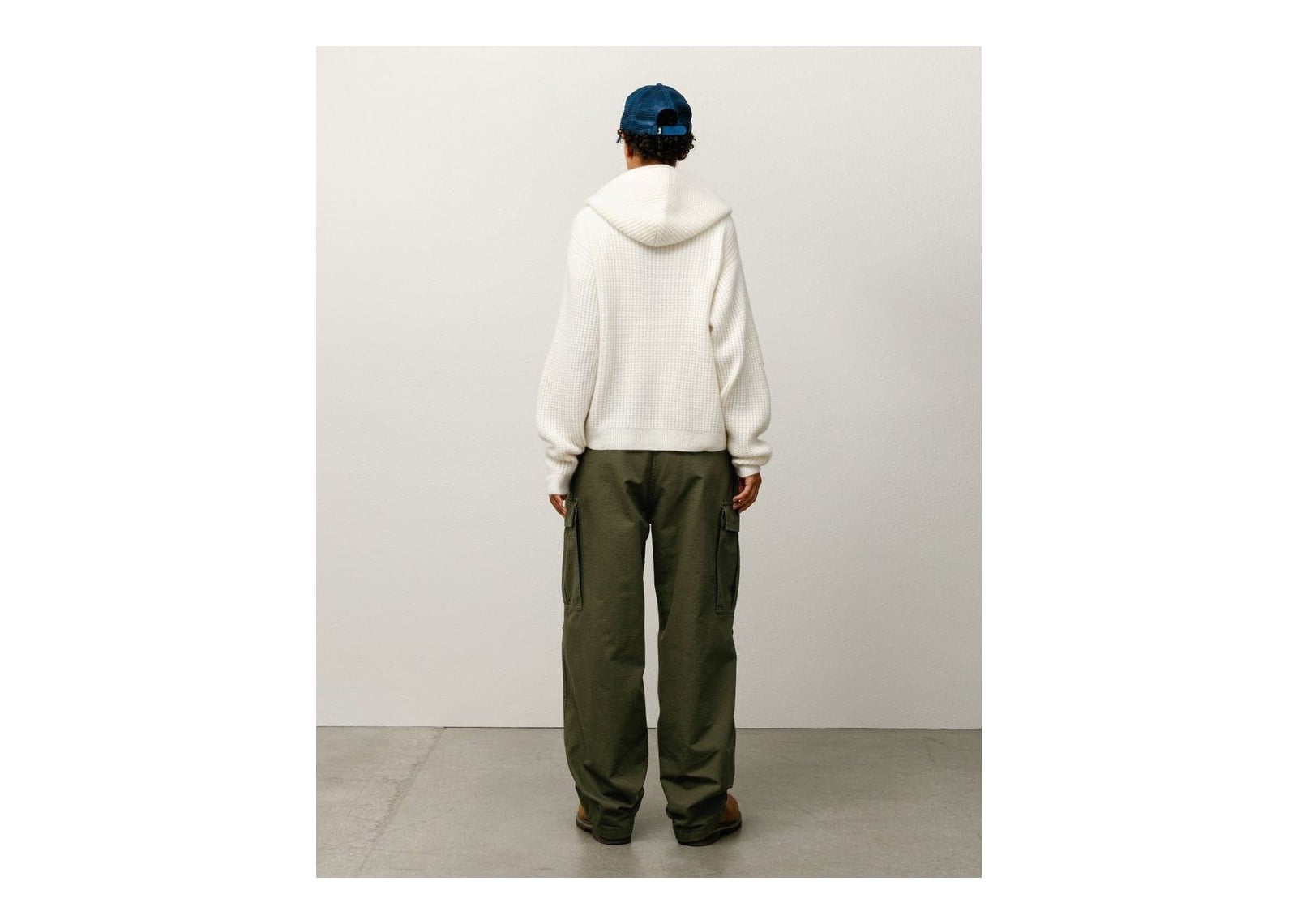 Stussy Waffle Cashmere Zip Hood Sweater Ivory - görsel 3