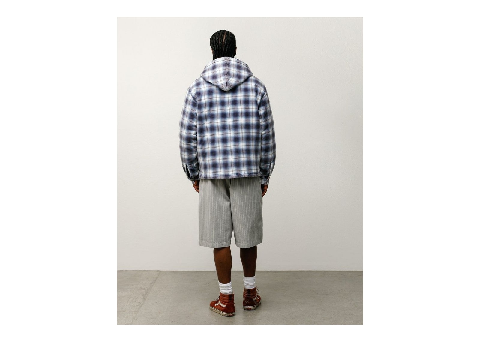 Stussy Zip Hooded Plaid Shirt Blue - görsel 4
