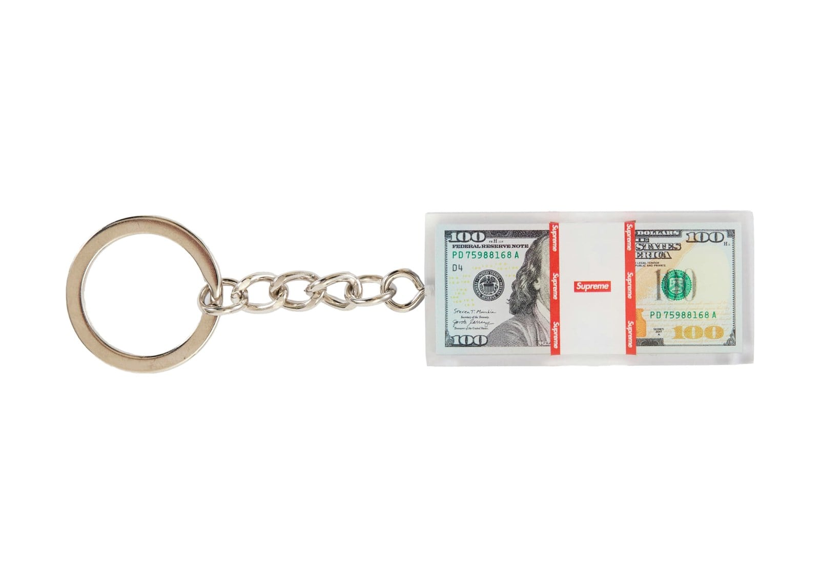 Supreme Cash Paperweight Keychain Clear