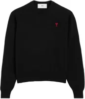 Logo Embroidered Wool Jumper Black Scarlet