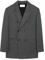 Double Breasted Wool Blazer Carbon Grey