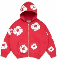 Kids Cotton Wreath Zip Hoodie Red
