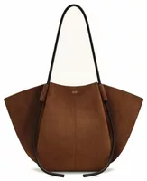 Faux Suede Wide Tote Bag Brown