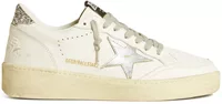 Golden Goose Ball Star Silver Leather Star Silver Glitter Heel Tab (W)