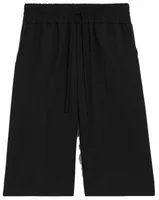 Large Elasticated Wool Bermuda Shorts Black