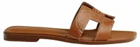 Hermes Oran Sandal Natural Box Calfskin With “Panoplie Equestre” Embroidery