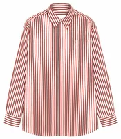 Embossed Ami De Coeur Large Striped Shirt Ruby Red/White