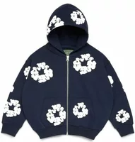Kids Cotton Wreath Zip Hoodie Navy