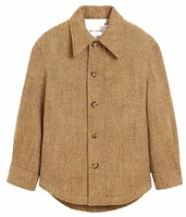 Wool Button-Down Jacket Chocolate Brown/Ivory