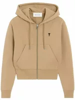 Ami De Coeur Zipped Cotton Hoodie Mastic Beige/Black (W)