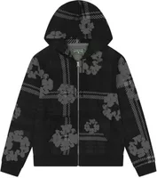 Denim Tears Plaid Cotton Wreath Zip Hoodie Black