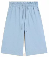 Large Elasticated Cotton Bermuda Shorts Cashmere Blue