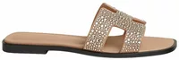 Hermes Oran Sandal Beige Perlino Box Goatskin With Rhinestone