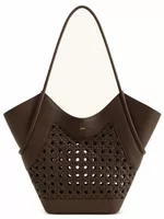 Woven Panel Tote Bag Dark Brown