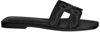 Hermes Oran Sandal Noir Box Suede Goatskin