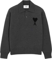 Ami Paris Ami De Coeur Polo Grey Red