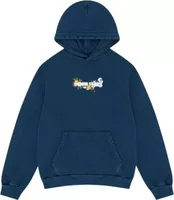 Floral Embroidered Logo Hoodie Navy