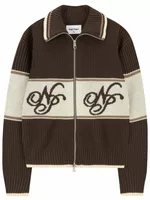 Voyage Knit Zip-Up Cardigan Brown