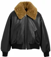 Lamb Leather Padded Jacket Black