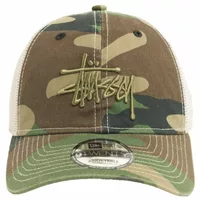 Stussy New Era 9TWENTY Washed Basic Trucker Cap Woodland Camo