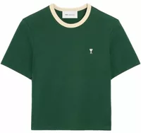 Ami De Coeur Contrasted Cotton T-Shirt Bottle Green/Ivory