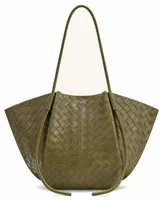 Wide Weave Texture Tote Bag Olive Green