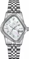 Laarvee Fluted Bezel Steel White Mother-of-Pearl