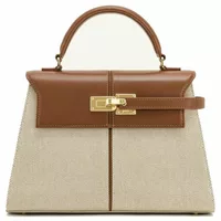 Top Handle Bag Brown Canvas
