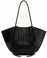 Wide Weave Texture Tote Bag Black
