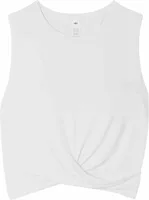 Alo Yoga Cover Cropped Draped Jersey Tank White